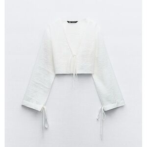 Zara FLOWY TIED CROP TOP